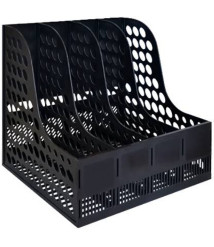 Tavă pentru hîrtie verticală, 4 secții, plastic, neagră